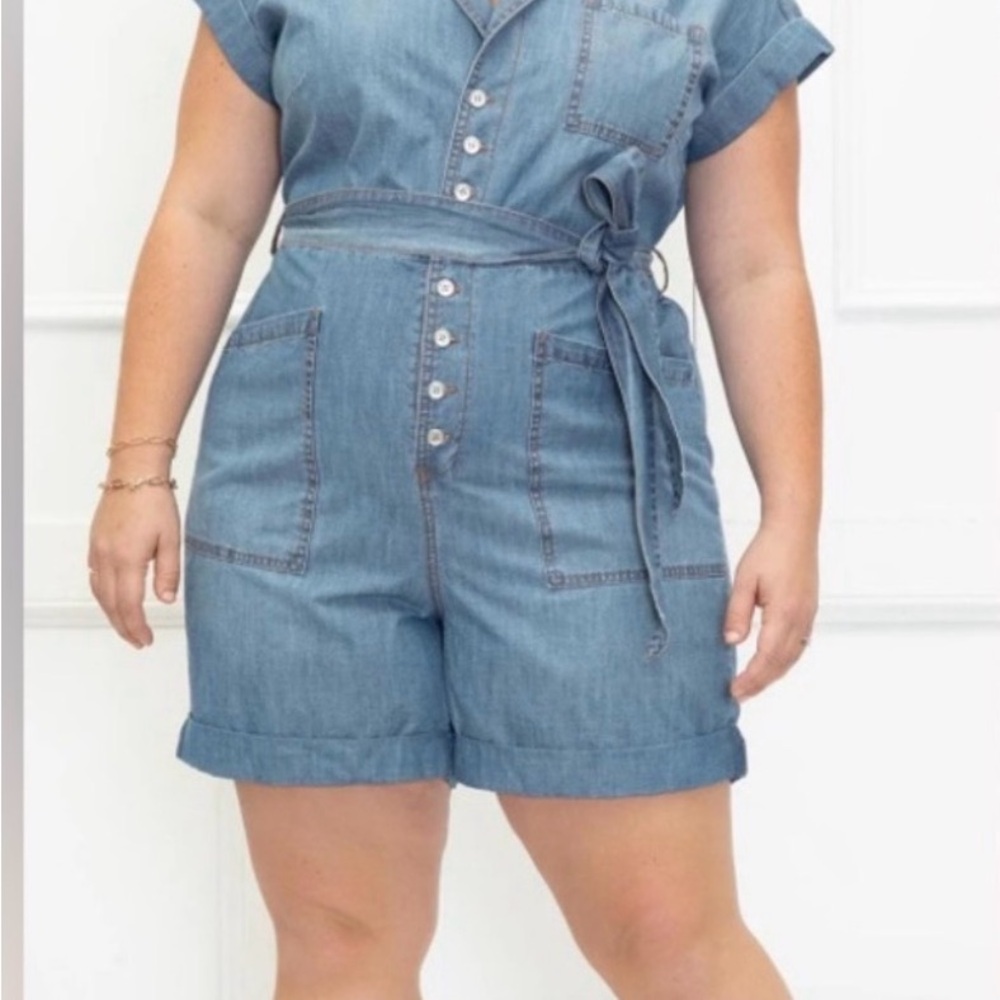 ELOQUII | Button Up denim romper short sleeved | Size 18 | Never worn